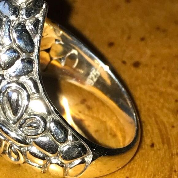 Natural Blue Sapphire Sterling Silver Ring Size 7 - Picture 8 of 10